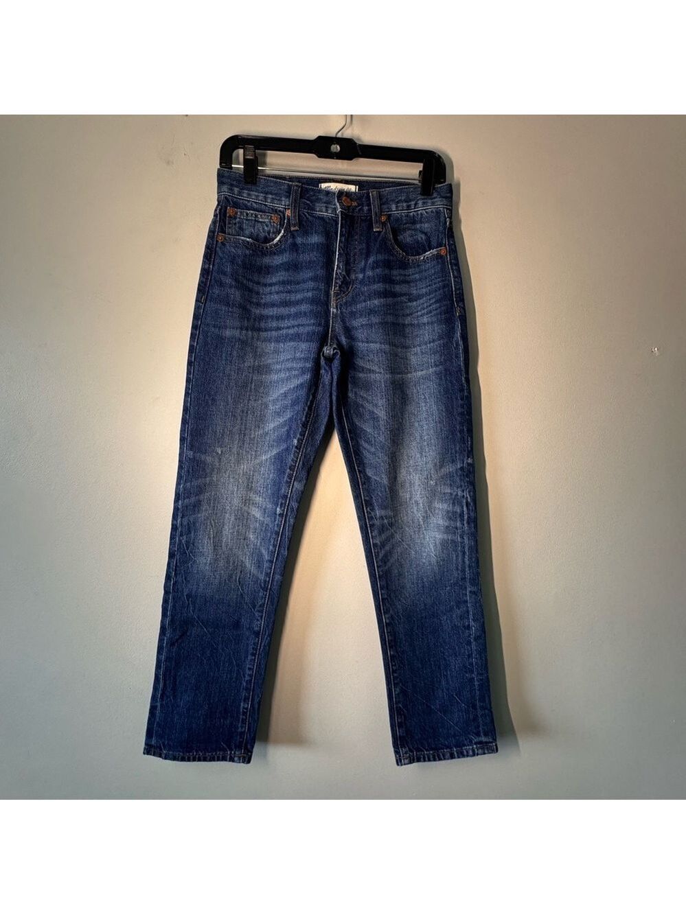 Madewell Straight Leg Denim Jeans in Deep Blue